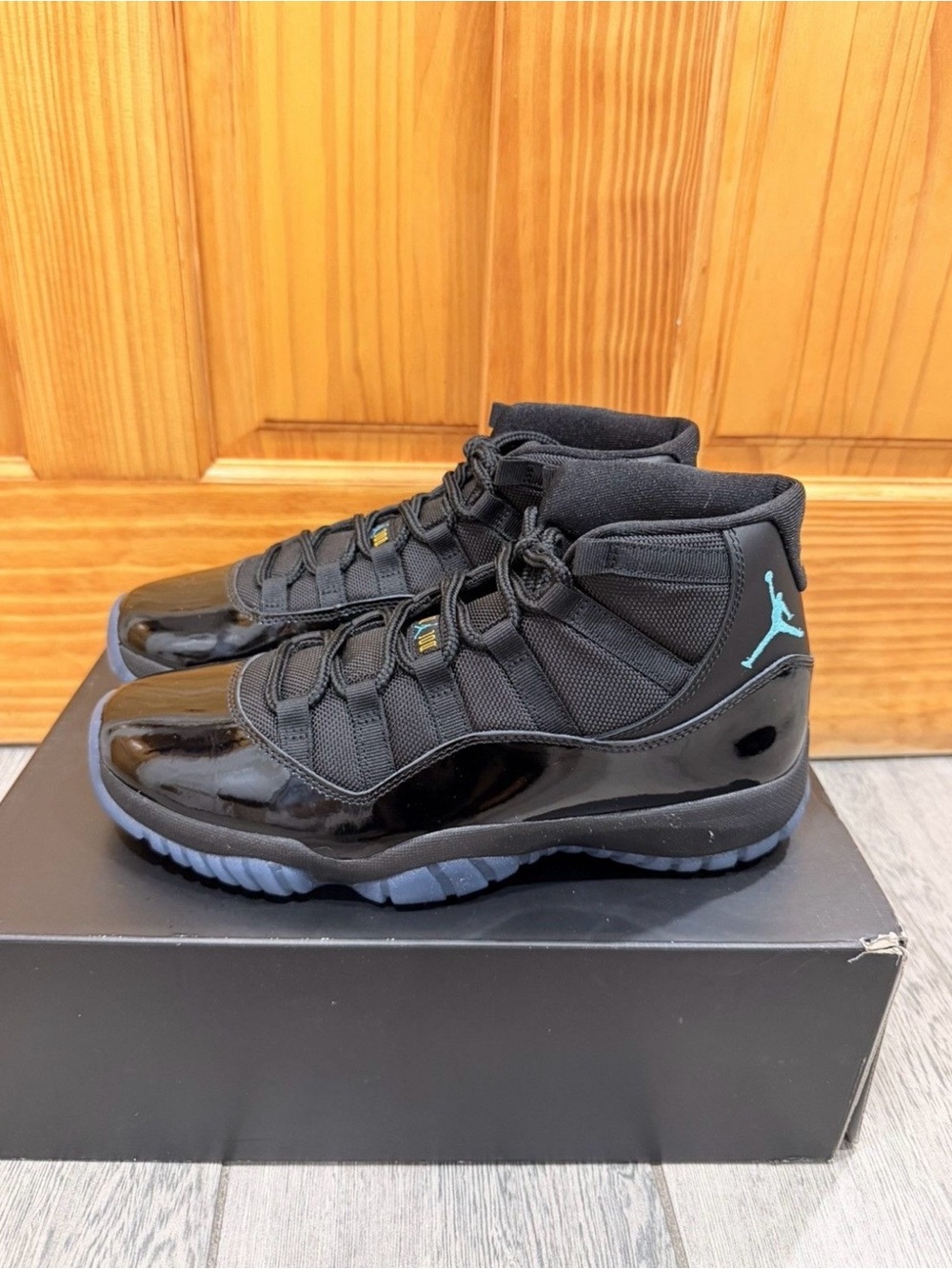 Jordan 11 Retro Black with Blue Jumpman - Picture 3 of 10